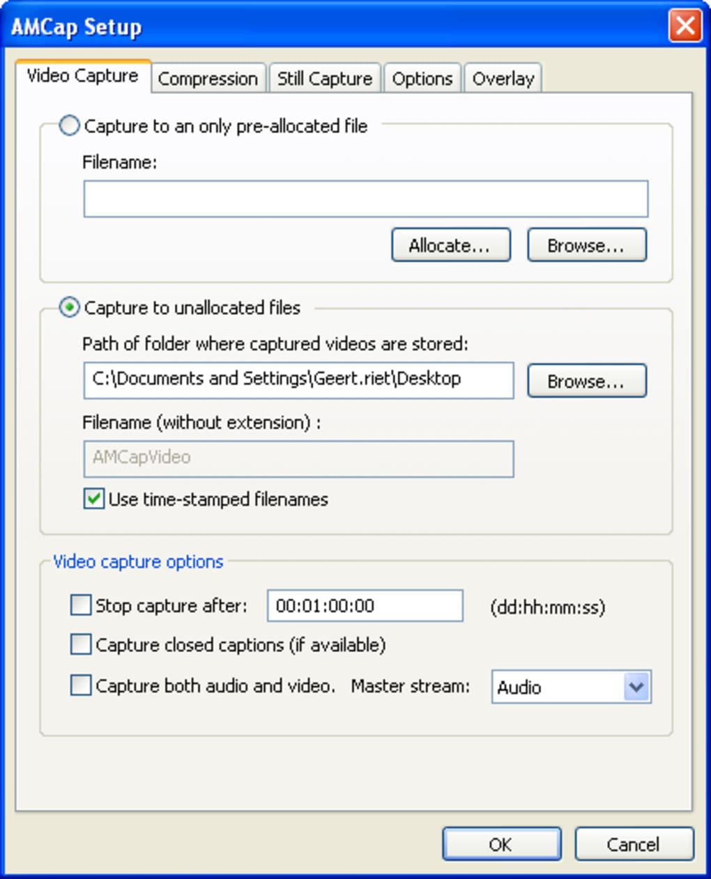 Amcap Webcam software, free download
